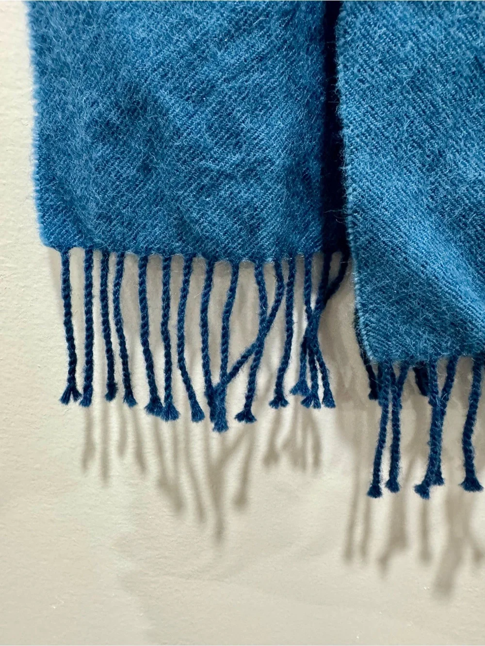 Shupaca 100% Baby Peruvian Alpaca Scarf Royal Blue Soft Woven Fringe